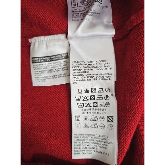 Levi's~Woman Size S Petite~ Red Crew Neck Cotton Blend Sweater Long Sleeve. - Picture 14 of 16